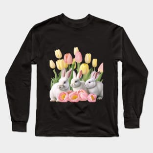 Easter Bunnies in Tulips Long Sleeve T-Shirt